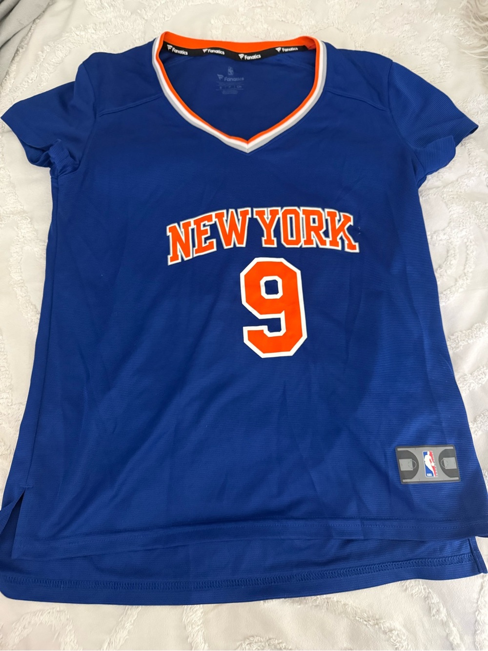 Fanatics Blue Basketball Jersey with Orange Trim